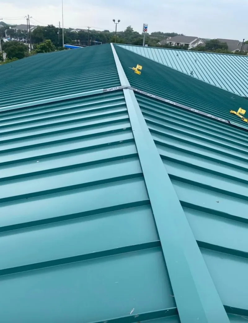 Green commercial metal roof ridge and valley for Metal Roof Repair in Dyer